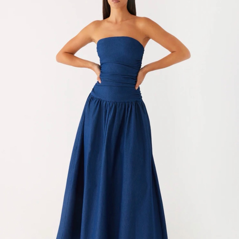 Peppermayo Strapless Maxi Dress in Navy Blue